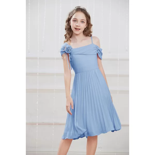 GRACE KARIN Girls Dress Sleeveless Flower Girl Pleated Birthday Party Wedding Dresses Size 512Blue