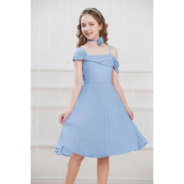 GRACE KARIN Girls Dress Sleeveless Flower Girl Pleated Birthday Party Wedding Dresses Size 512Blue