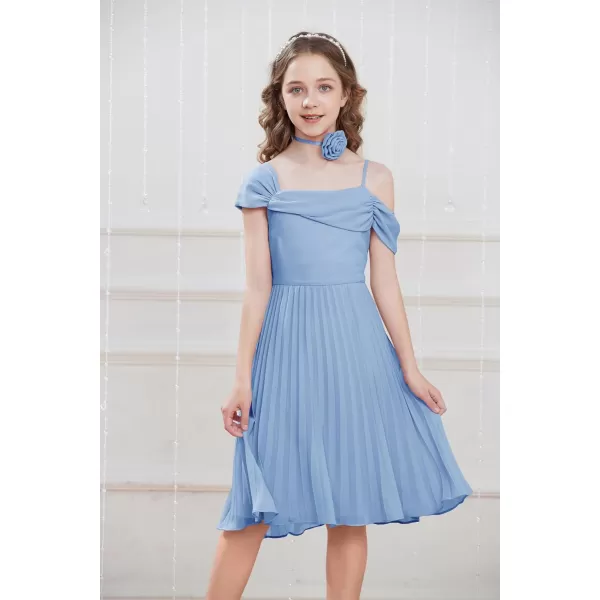 GRACE KARIN Girls Dress Sleeveless Flower Girl Pleated Birthday Party Wedding Dresses Size 512Blue