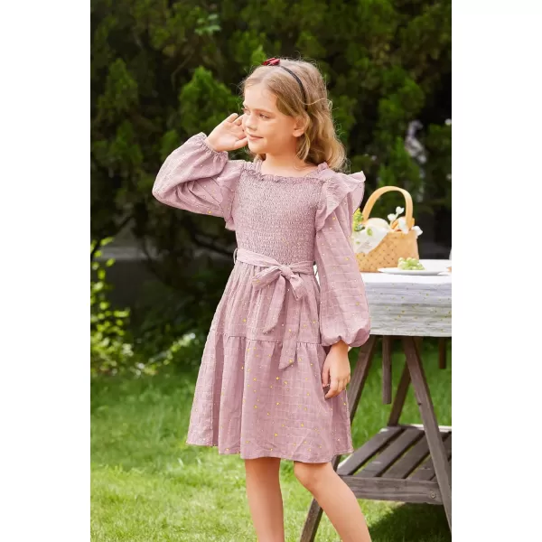 GRACE KARIN Girls Fall Dress Long Sleeve Ruffle Tiered Sparkle Swing Winter Party Dress for Girls Size 512Light Pink