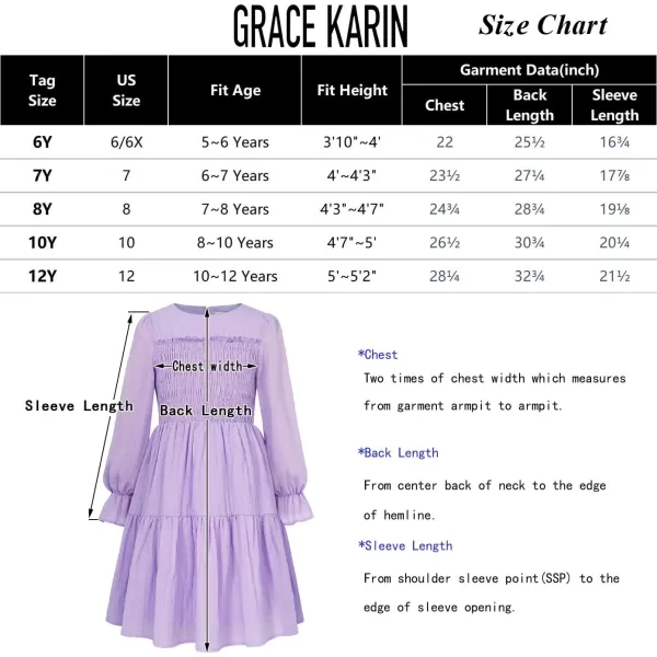 GRACE KARIN Girls Fall Long Sleeve Dress Casual ALine Tiered Crewneck Dress Size 512YearsNavy Blue