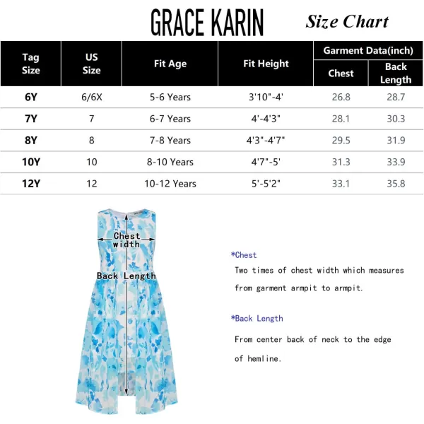 GRACE KARIN Girls Floral Dress Sleeveless Casual Sundress for Girl 512 YearsBlue Floral