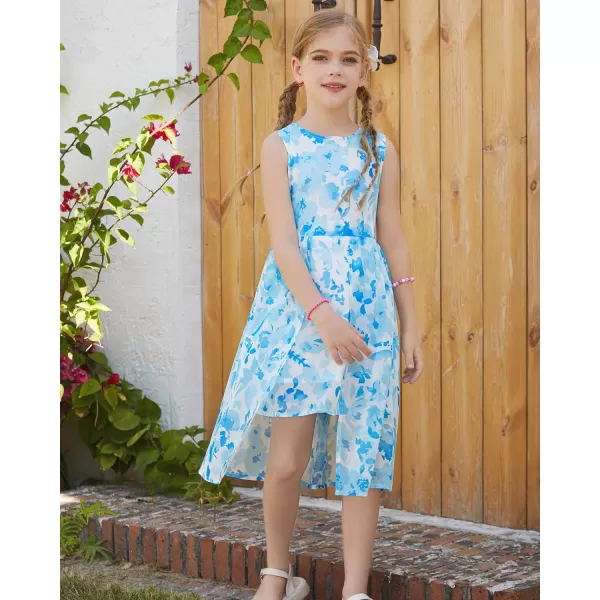 GRACE KARIN Girls Floral Dress Sleeveless Casual Sundress for Girl 512 YearsBlue Floral