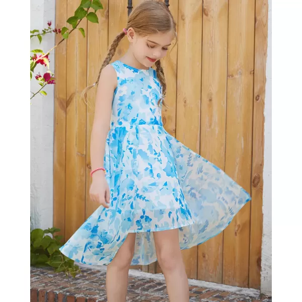 GRACE KARIN Girls Floral Dress Sleeveless Casual Sundress for Girl 512 YearsBlue Floral