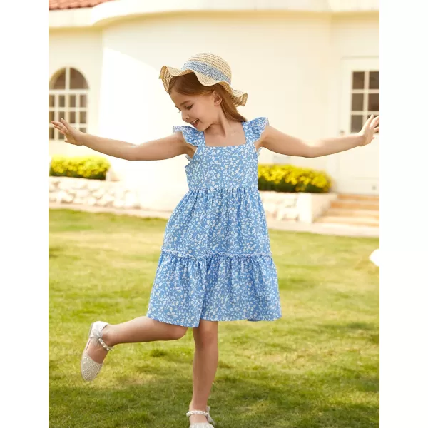 GRACE KARIN Girls Floral Dress Tie Back Flutter Sleeves Casual Summer Dresses for 612YBlue Floral