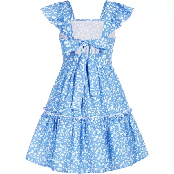 GRACE KARIN Girls Floral Dress Tie Back Flutter Sleeves Casual Summer Dresses for 612YBlue Floral