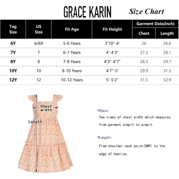 GRACE KARIN Girls Floral Dress Tie Back Flutter Sleeves Casual Summer Dresses for 612YBlue Flowers