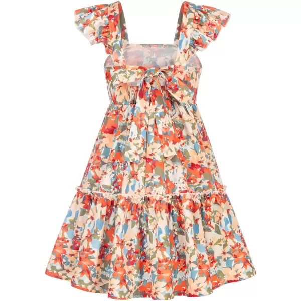 GRACE KARIN Girls Floral Dress Tie Back Flutter Sleeves Casual Summer Dresses for 612YColored Floral