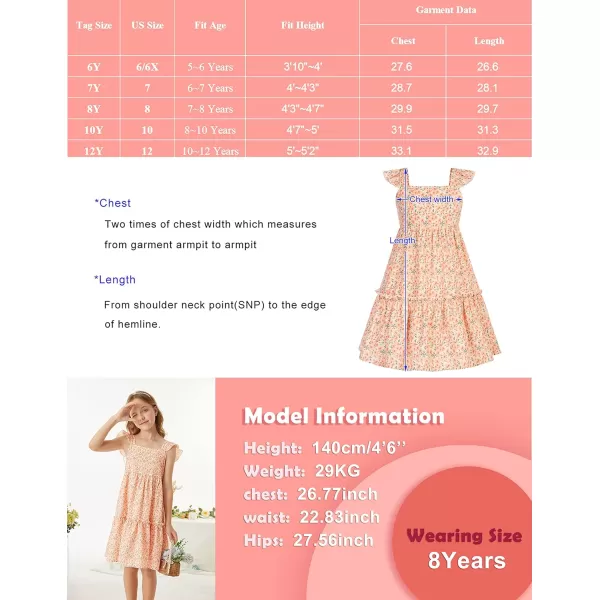 GRACE KARIN Girls Floral Dress Tie Back Flutter Sleeves Casual Summer Dresses for 612YColored Floral