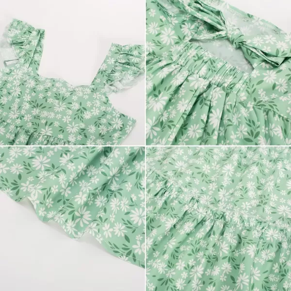 GRACE KARIN Girls Floral Dress Tie Back Flutter Sleeves Casual Summer Dresses for 612YGreen Floral