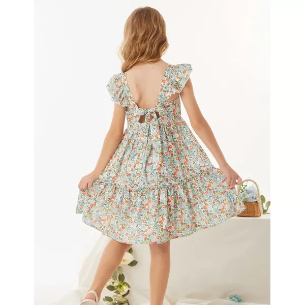 GRACE KARIN Girls Floral Dress Tie Back Flutter Sleeves Casual Summer Dresses for 612YMulticolor Floral