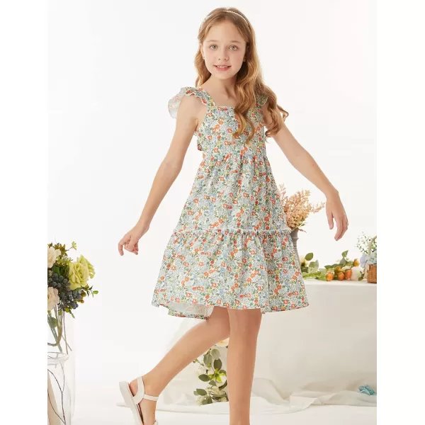 GRACE KARIN Girls Floral Dress Tie Back Flutter Sleeves Casual Summer Dresses for 612YMulticolor Floral