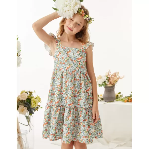 GRACE KARIN Girls Floral Dress Tie Back Flutter Sleeves Casual Summer Dresses for 612YMulticolor Floral