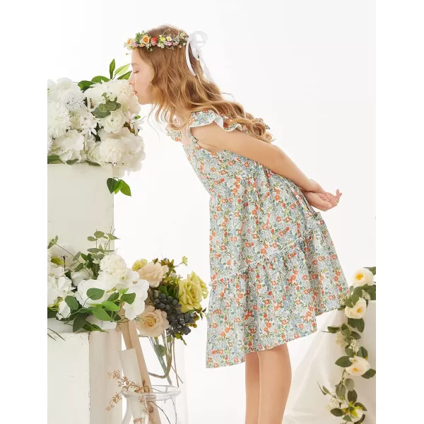 GRACE KARIN Girls Floral Dress Tie Back Flutter Sleeves Casual Summer Dresses for 612YMulticolor Floral