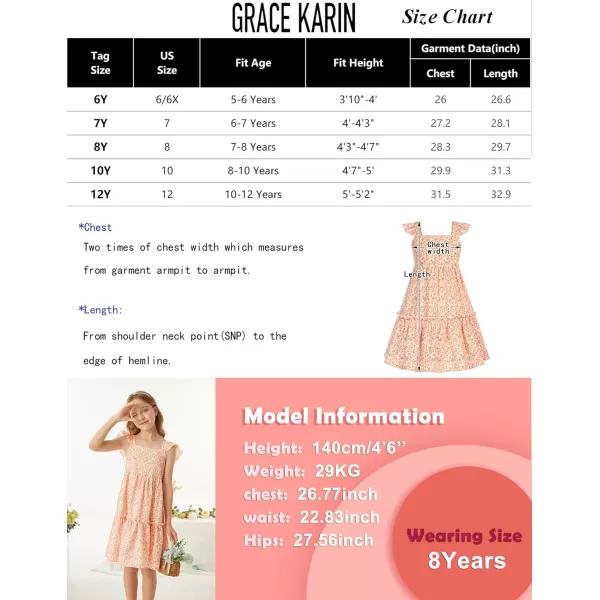 GRACE KARIN Girls Floral Dress Tie Back Flutter Sleeves Casual Summer Dresses for 612YOrange Floral