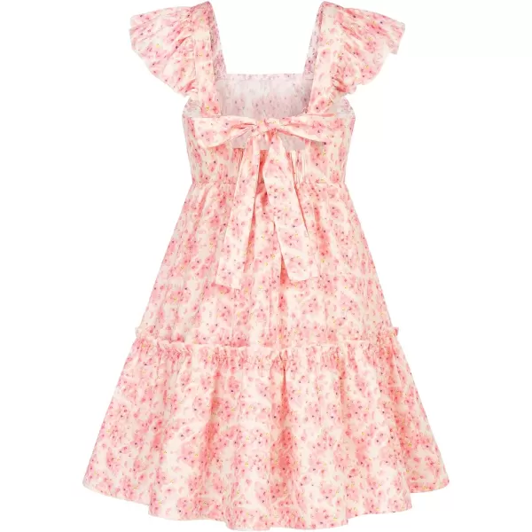 GRACE KARIN Girls Floral Dress Tie Back Flutter Sleeves Casual Summer Dresses for 612YPink Floral