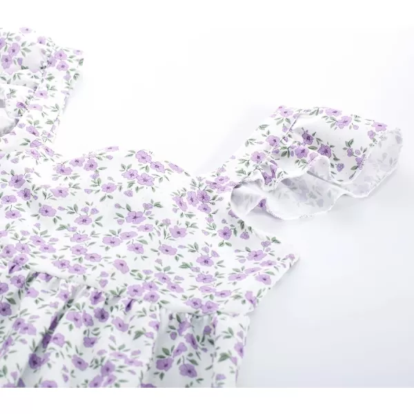 GRACE KARIN Girls Floral Dress Tie Back Flutter Sleeves Casual Summer Dresses for 612YPurple Floral