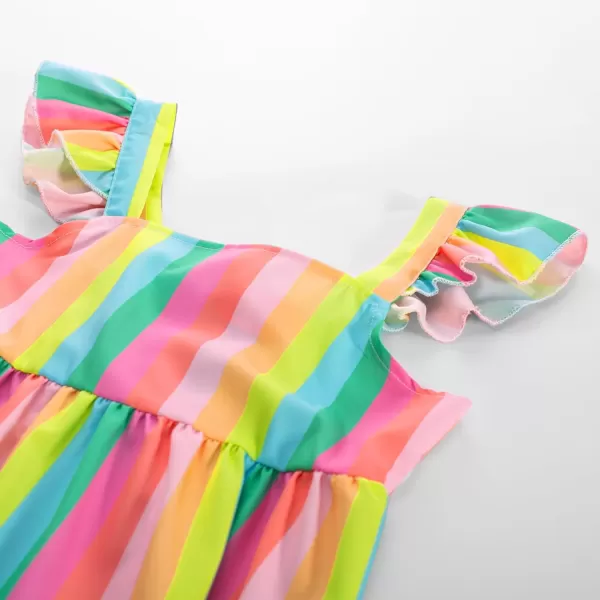 GRACE KARIN Girls Floral Dress Tie Back Flutter Sleeves Casual Summer Dresses for 612YRainbow