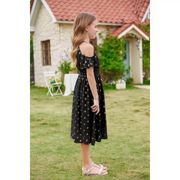 GRACE KARIN Girls Formal Dress Halter Neck Off Shoulder Dress with Ruffled Sleeve ALine Party Dress 512YBlack