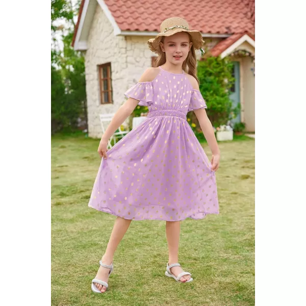 GRACE KARIN Girls Formal Dress Halter Neck Off Shoulder Dress with Ruffled Sleeve ALine Party Dress 512YMauve