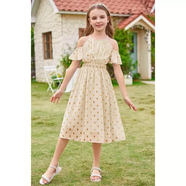 GRACE KARIN Girls Formal Dress Halter Neck Off Shoulder Dress with Ruffled Sleeve ALine Party Dress 512YYellow