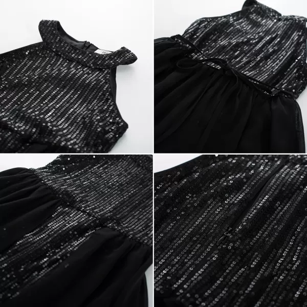 GRACE KARIN Girls Halter Neck Sequin Dress 614Y Kids Fancy Formal Party Prom Sparkly Pageant Graduation DressesBlack