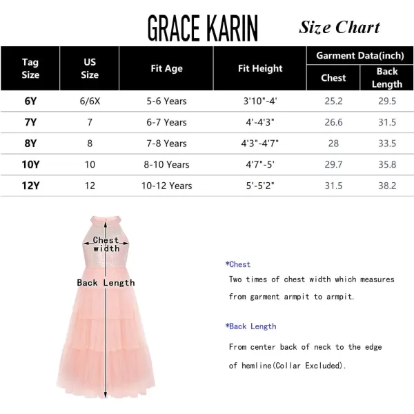 GRACE KARIN Girls Halter Neck Sequin Dress Sparkly Formal Party Prom Pageant Graduation Tulle Dresses Size 512Apricot