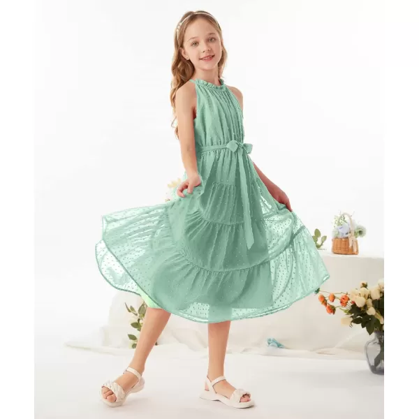 GRACE KARIN Girls Halter Neck Sleeveless Casual Aline Flowy Maxi Dress for 512 YearsMint Green