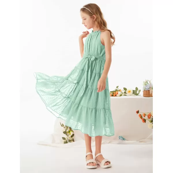 GRACE KARIN Girls Halter Neck Sleeveless Casual Aline Flowy Maxi Dress for 512 YearsMint Green