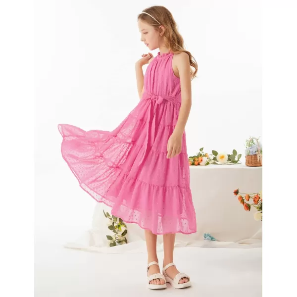 GRACE KARIN Girls Halter Neck Sleeveless Casual Aline Flowy Maxi Dress for 512 YearsPink