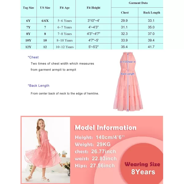 GRACE KARIN Girls Halter Neck Sleeveless Casual Aline Flowy Maxi Dress for 512 YearsPink