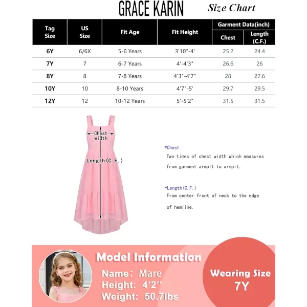 GRACE KARIN Girls HighLow Chiffon Dress Sleeveless Ruffle Straps Tiered ALine Maxi Boho Dress 512YLight Pink