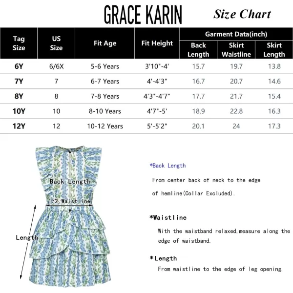 GRACE KARIN Girls Kids Outfits Two Piece Summer Clothes Flutter Sleeve Top Cake Skirt Set Size 512Blue Floral