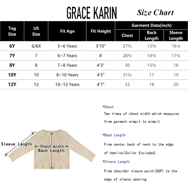 GRACE KARIN Girls Knit Long Sleeve Open Front Bolero Shrugs for 612YearsApricot Gold