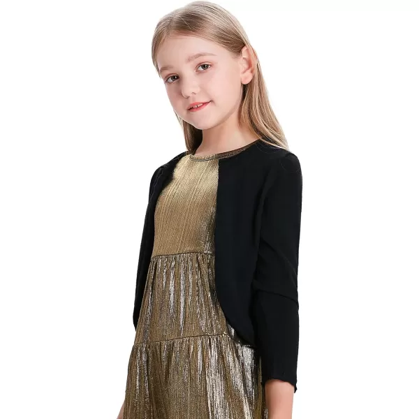 GRACE KARIN Girls Knit Long Sleeve Open Front Bolero Shrugs for 612YearsBlack