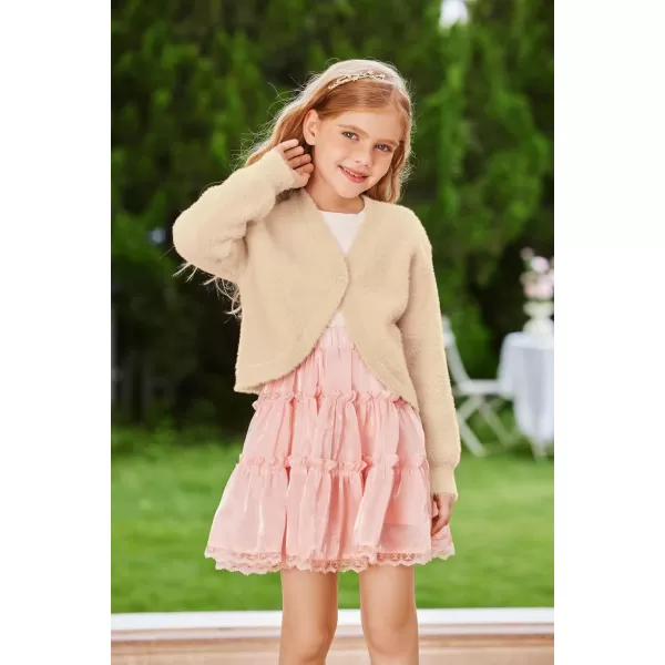 GRACE KARIN Girls Long Sleeve Bolero Shrug Cardigan Sweater Dress Cover Up 612YBeige