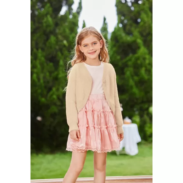 GRACE KARIN Girls Long Sleeve Bolero Shrug Cardigan Sweater Dress Cover Up 612YBeige