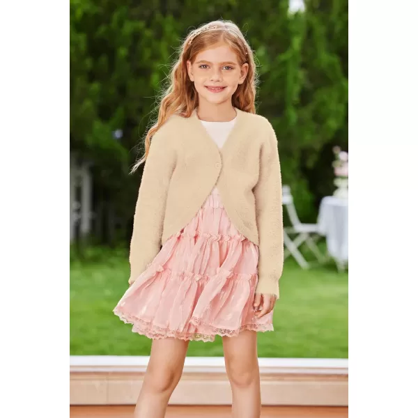 GRACE KARIN Girls Long Sleeve Bolero Shrug Cardigan Sweater Dress Cover Up 612YBeige