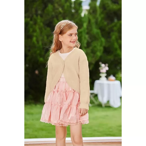 GRACE KARIN Girls Long Sleeve Bolero Shrug Cardigan Sweater Dress Cover Up 612YBeige