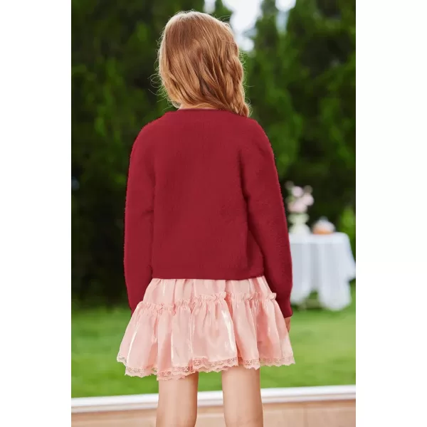 GRACE KARIN Girls Long Sleeve Bolero Shrug Cardigan Sweater Dress Cover Up 612YDark Red