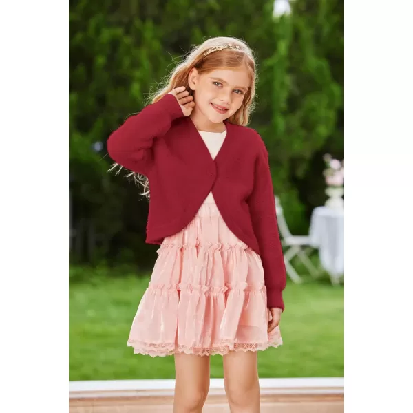 GRACE KARIN Girls Long Sleeve Bolero Shrug Cardigan Sweater Dress Cover Up 612YDark Red