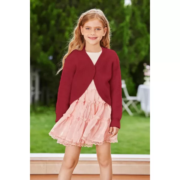 GRACE KARIN Girls Long Sleeve Bolero Shrug Cardigan Sweater Dress Cover Up 612YDark Red