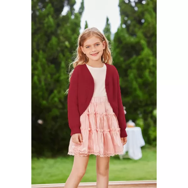 GRACE KARIN Girls Long Sleeve Bolero Shrug Cardigan Sweater Dress Cover Up 612YDark Red