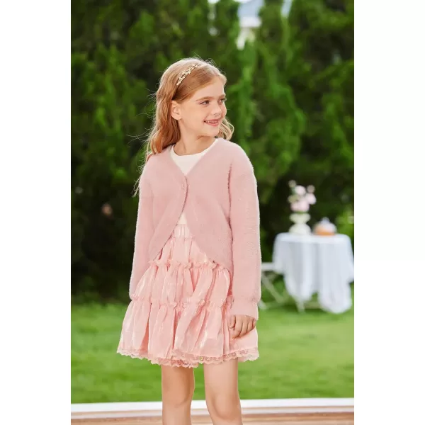 GRACE KARIN Girls Long Sleeve Bolero Shrug Cardigan Sweater Dress Cover Up 612YLight Pink