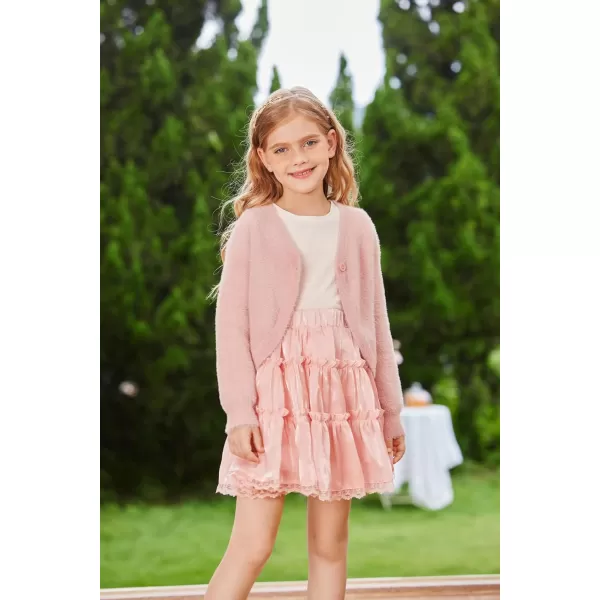 GRACE KARIN Girls Long Sleeve Bolero Shrug Cardigan Sweater Dress Cover Up 612YLight Pink