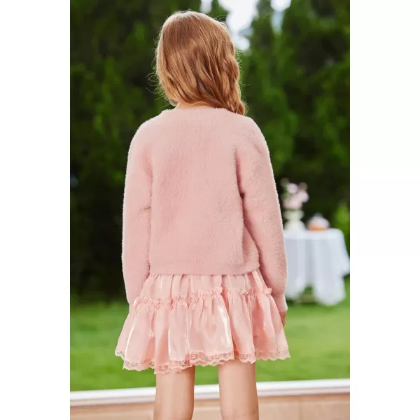GRACE KARIN Girls Long Sleeve Bolero Shrug Cardigan Sweater Dress Cover Up 612YLight Pink