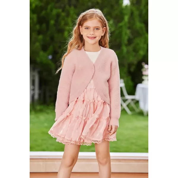 GRACE KARIN Girls Long Sleeve Bolero Shrug Cardigan Sweater Dress Cover Up 612YLight Pink