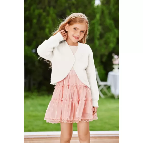 GRACE KARIN Girls Long Sleeve Bolero Shrug Cardigan Sweater Dress Cover Up 612YWhite
