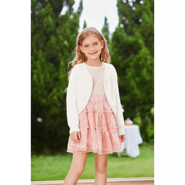 GRACE KARIN Girls Long Sleeve Bolero Shrug Cardigan Sweater Dress Cover Up 612YWhite