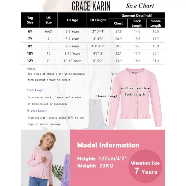 GRACE KARIN Girls Long Sleeve Cardigan Sweater Girls Button Closure Knitted Cable Cardigan 512YWhite